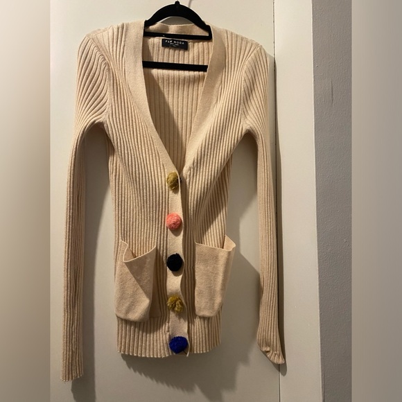 Few Moda Pom Pom Snap Button Ribbed Cardigan - Picture 3 of 8